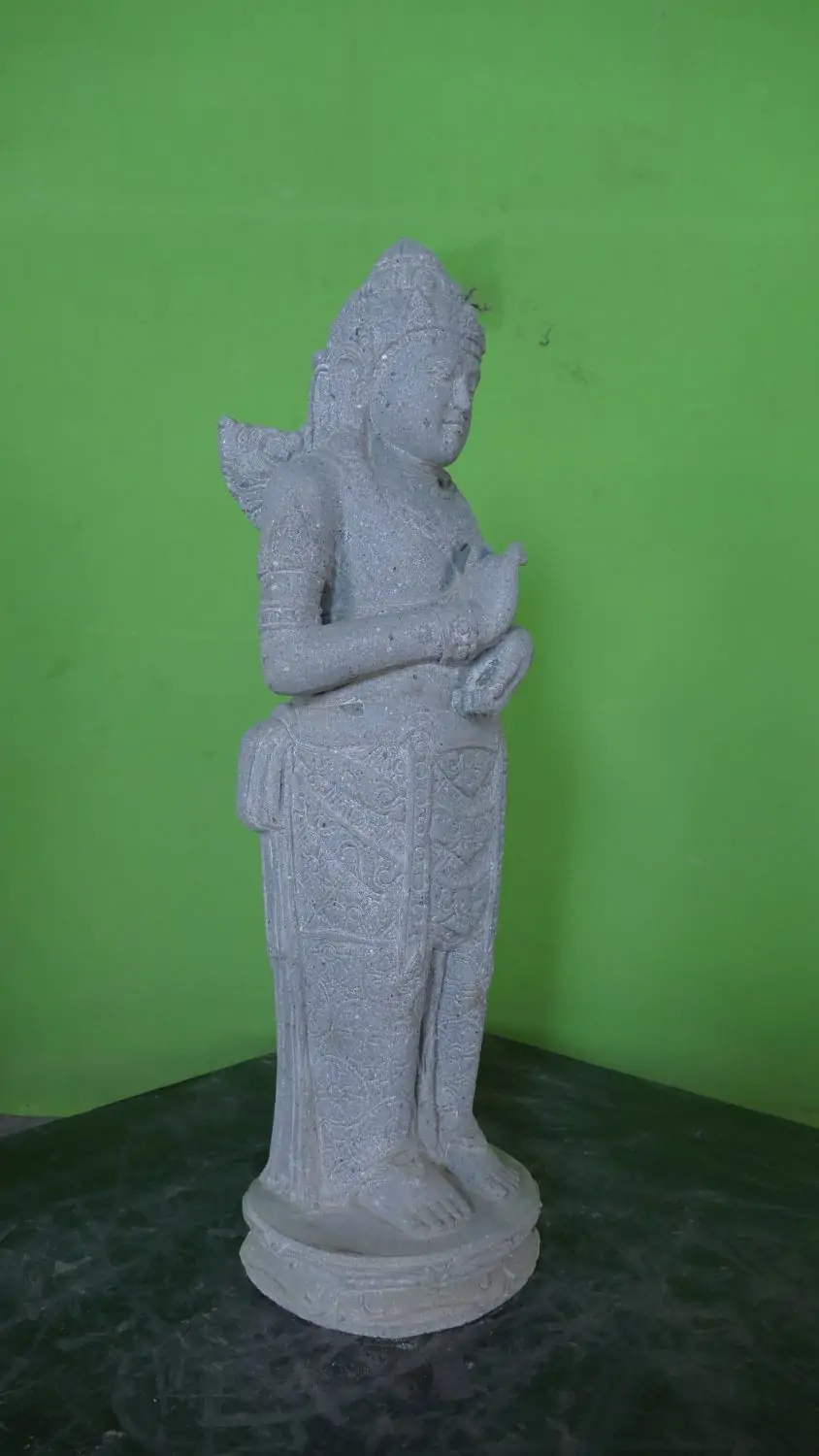  Product image 4 of the product “Standing Dewi Sri, “Turning of the Wheel”, 79cm Height, Riverstone, Stone Dewi Sri ”